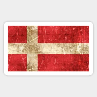 Vintage Aged and Scratched Danish Flag Sticker